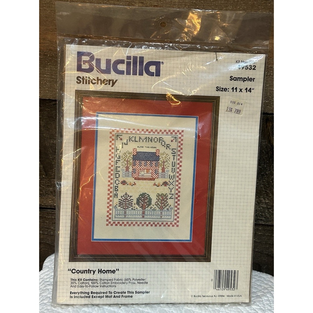 Bucilla‎ "Home" 11"x14" Cross Stitch Kit 49532 Vintage New Sealed Country Home
